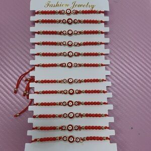 Elegant Red Beaded Bracelet Set